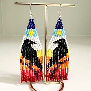 Beaded Raven or Crow Earrings